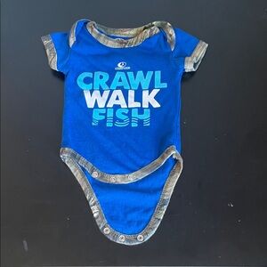 Blue Baby Bodysuit with 'Crawl Walk Fish' Graphic newborn